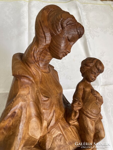Beautiful Mary little Jesus wooden statue large 55 cm high.