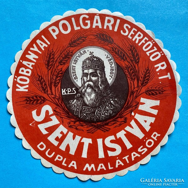 Szent István Malátasör címke 1920-as ritka gyűjtői darab