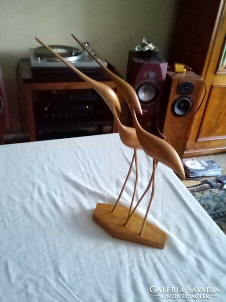 Crane birds made of ash wood... Retro piece
