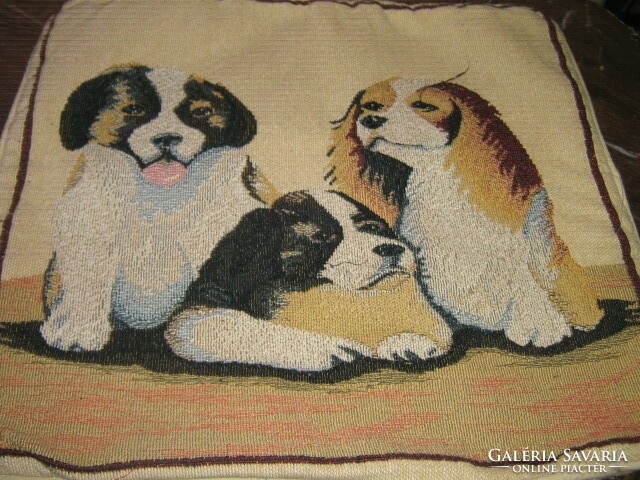 Beautiful machine tapestry woven puppy decorative pillow