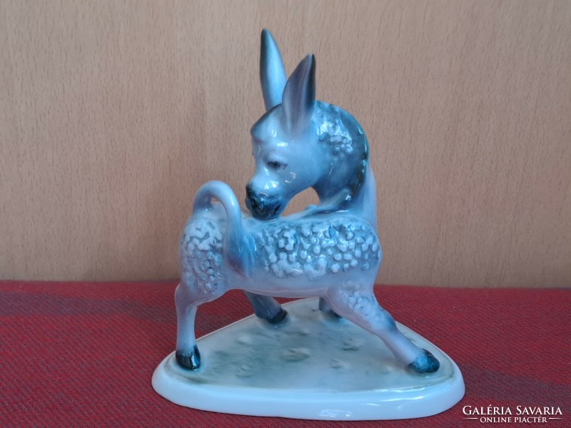 Flawless! Zsolnay donkey / Csacsi porcelain figurine, őry f.
