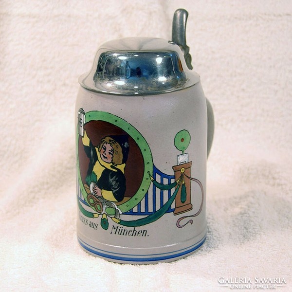 German beer mug with lid
