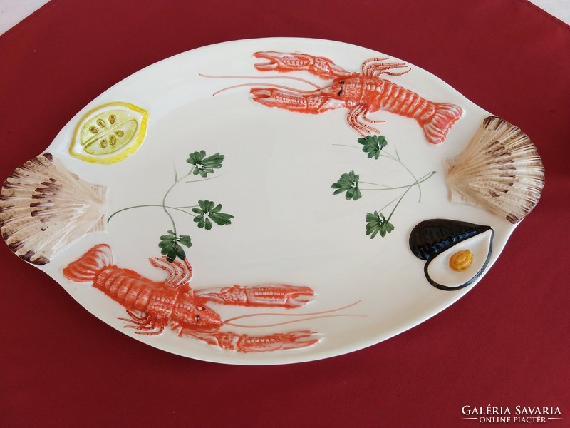 Huge oval serving bowl with crab and shell decoration, 50x32 cm, flawless, no minimum price,