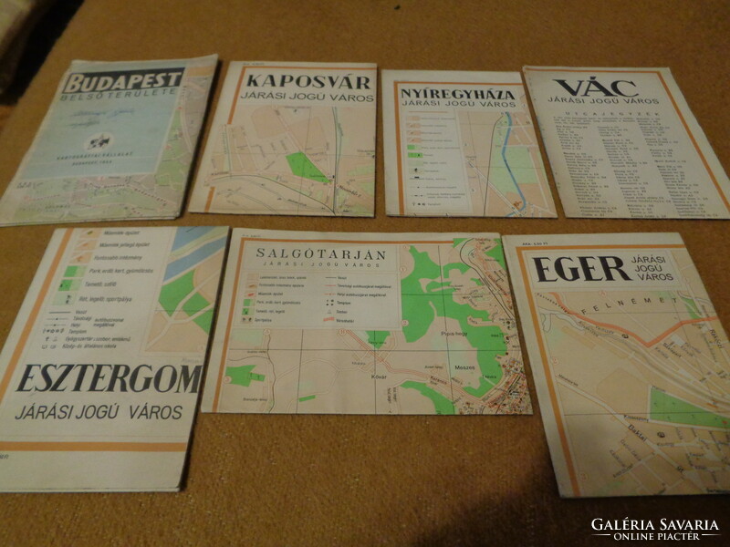 Magyar városok térképei , a 80 as évekből , 7 db