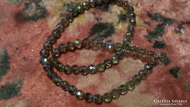 49 Cm, smoky, aurora borealis light, faceted crystal necklace.