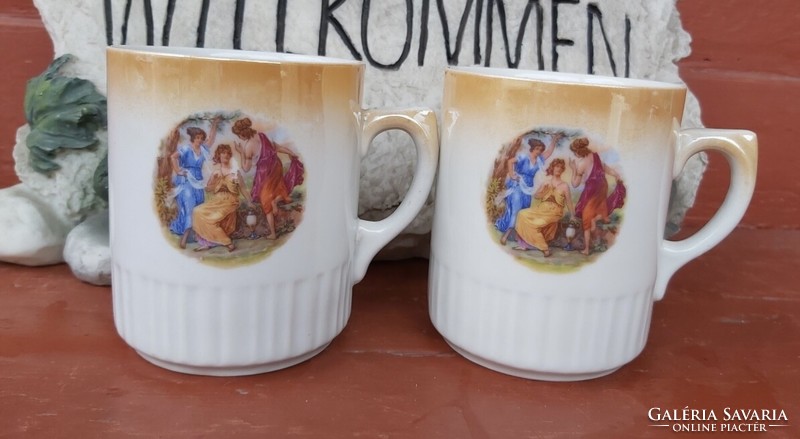 Old porcelain Zsolnay skirted hinged mug antique nostalgia
