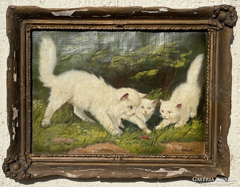 White Persian cats and the case of the grasshopper - Richard Kozman around 1920