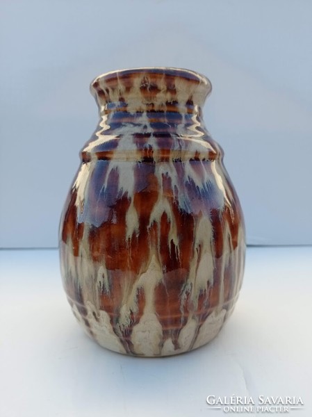 Retro Mid Century West Germany csorgatott mázas kerámia váza