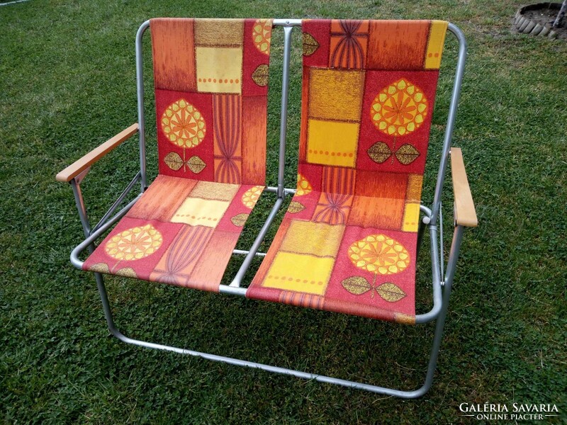 Retro twin camping camping chair, foldable