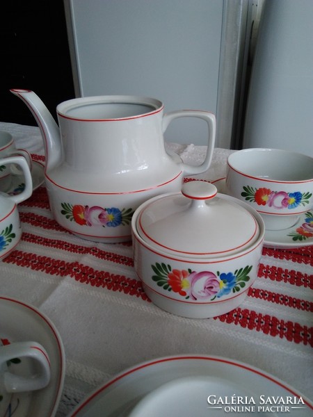 Retro kézzel festett Hollóházi porcelán teáskészlet matyó mintával a 60-70-es évekből!