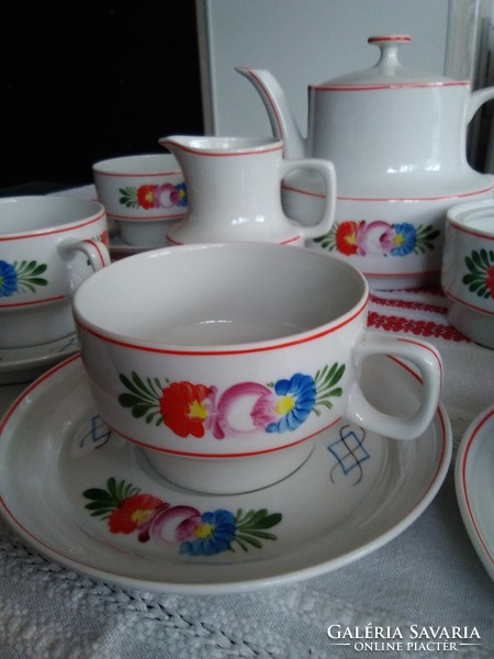 Retro kézzel festett Hollóházi porcelán teáskészlet matyó mintával a 60-70-es évekből!