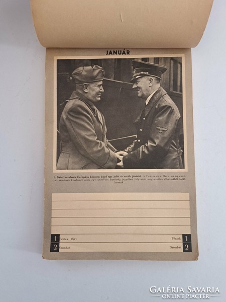 II. World War II German military calendar in Hungarian, military paper antique