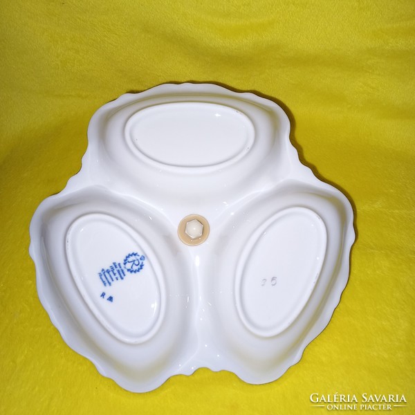 Régi, jelzett, sorszámozott, Echt Kobalt, német porcelán asztalközép, kínáló.