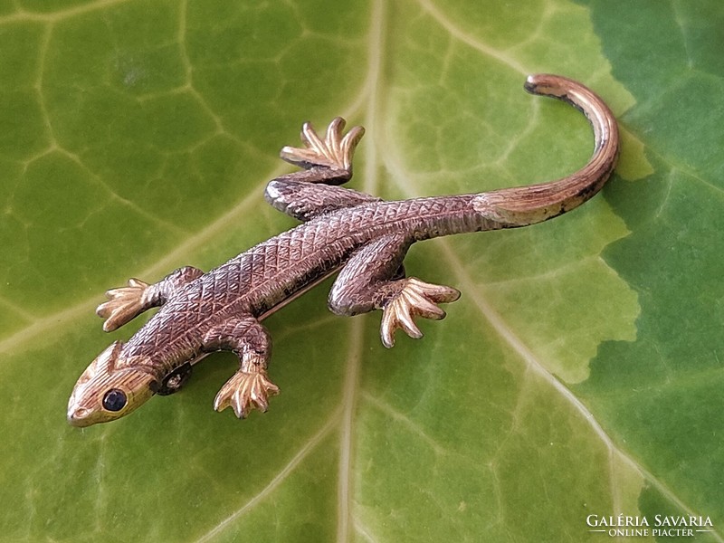 Gekkó alakú bross fém gyík kitűző
