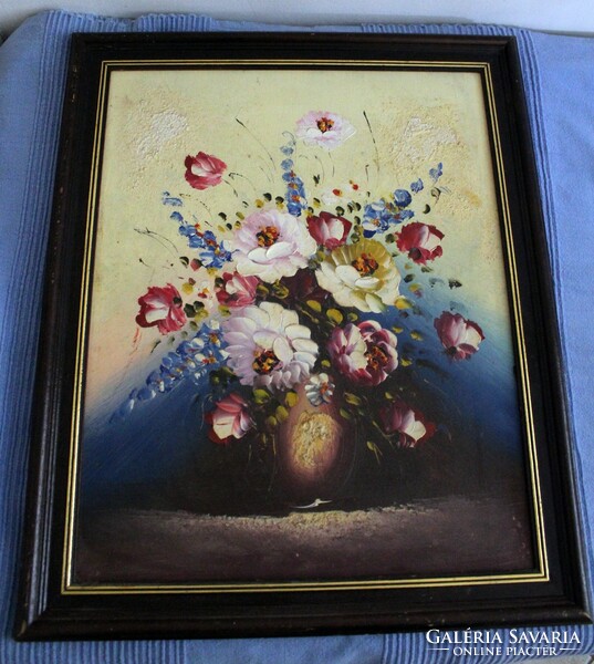 Overpainted oil painting / still life