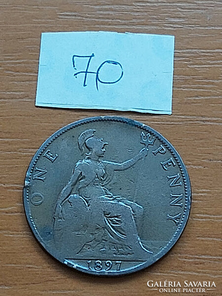English England 1 penny 1897 Queen Victoria, bronze 70