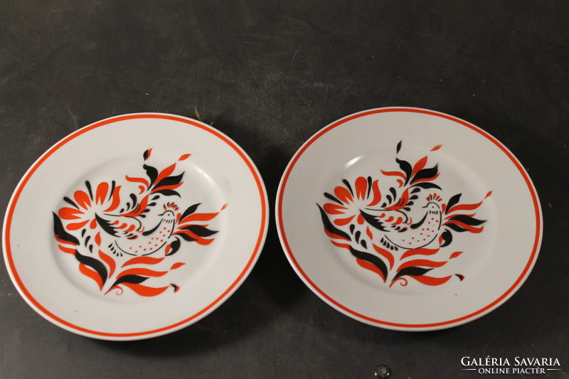 Hollóházi rooster wall plate pair 234