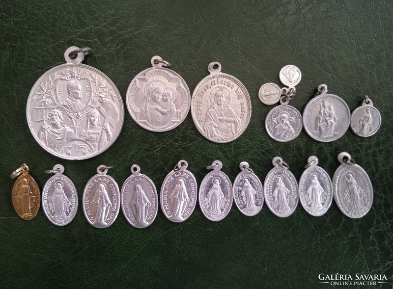 Vintage Saint Pendants Grace Coins 15+1 Catholic Religious Coins