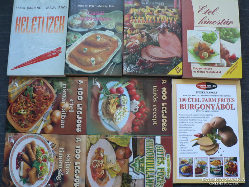 9 db szakácskönyv egyben Keleti ízek, Családi szakácskönyv, 100 legjobb sajtos finomság stb.