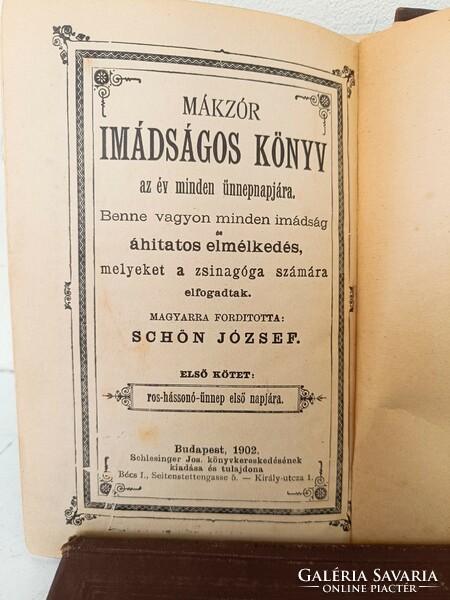Antik zsidó héber magyar nyelvű imádságos könyv imakönyv 1902 judaika 2 kötet sérült 545 8879