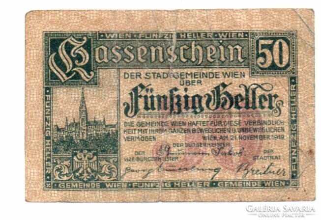 50  Heller 1920     Szükségpénz Ausztria