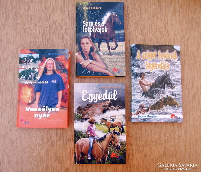 (új) Pony Club könyvek - Egyedül, Veszélyes nyár, A sziget lovának legendája, Sára és a lótolva