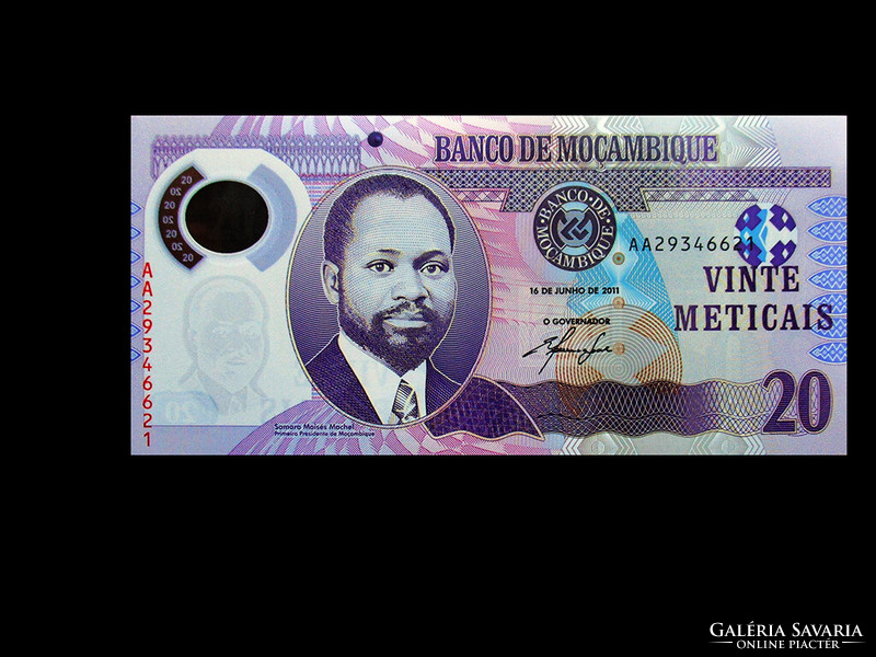 Unc - 20 meticais - mozambique - samora moisés machel is remembered! (Window plastic!)