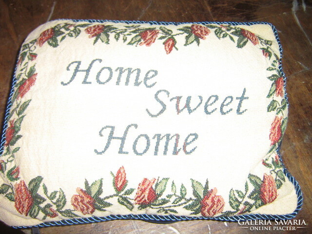 Gyönyörű szőttes vintage stílusú virágos Home Sweet Home díszpárna