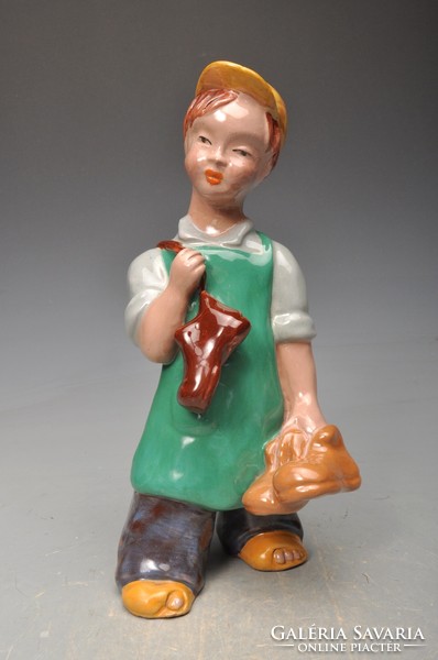 Rahmer Mária shoemaker ceramic figure with signature. 24 cm high