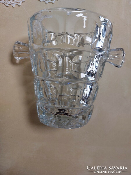 Old champagne cooler, ice bucket, ice bucket, glass, thick, heavy piece