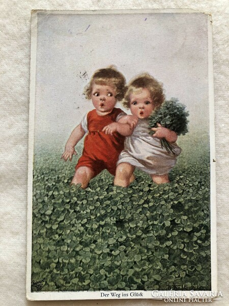 Antique, old graphic postcard - 1918 -10.