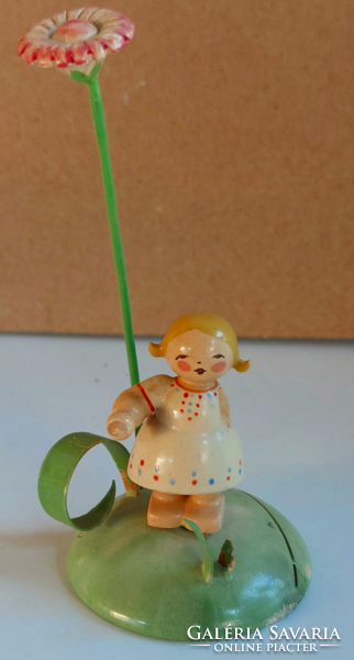 Wendt & Kühn Erzgebirge flower child handmade figure - damaged
