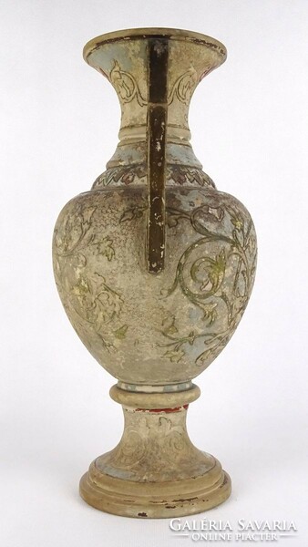 1R382 Bernard Bloch : Antik vadászjelenetes terrakotta váza 31 cm XIX. század