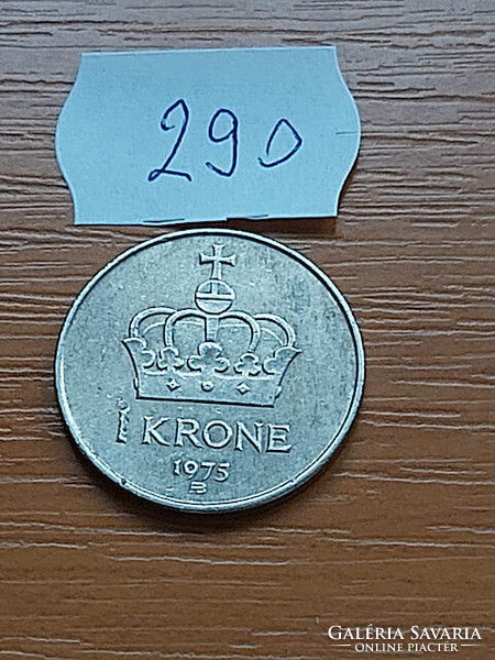 Norway 1 kroner 1975 copper-nickel, v. King Olav 290