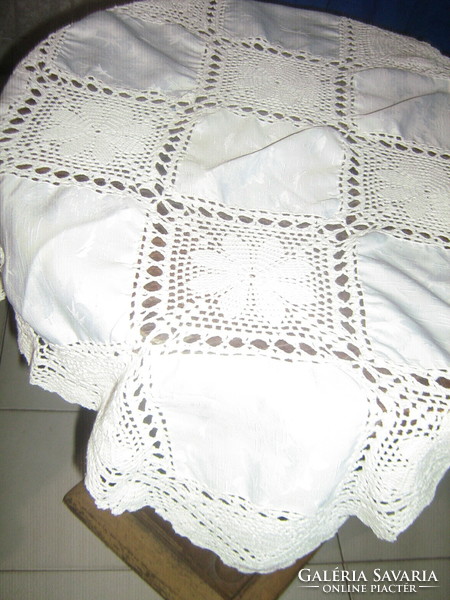 Beautiful handmade crochet and insert tablecloth