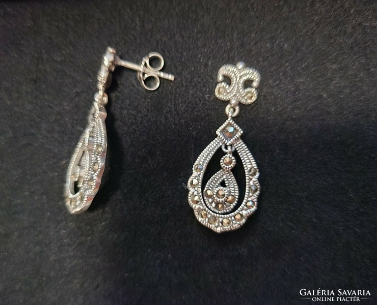 Markasite gemstone sterling silver /925/ earrings -- new