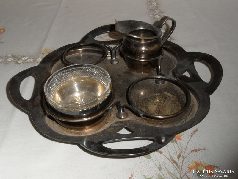 Silver-plated old tray, centerpiece