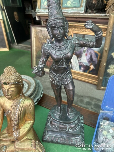 Bronze oriental goddess statue
