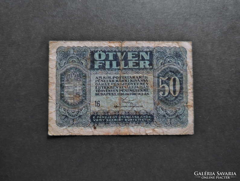 50 Fillér 1920, VG