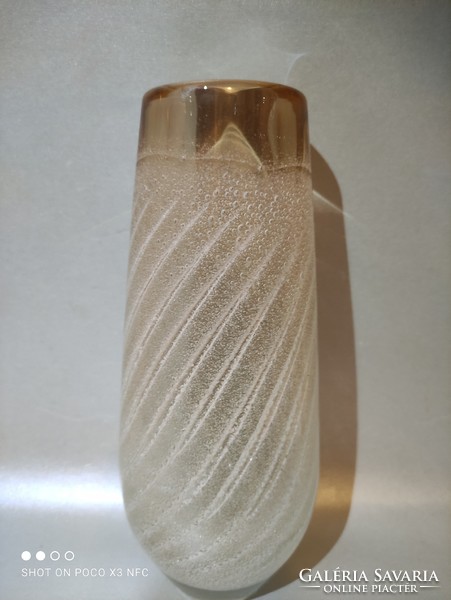 Bubble thick-walled Czech glass vase collector's item sklarna skrdlovice