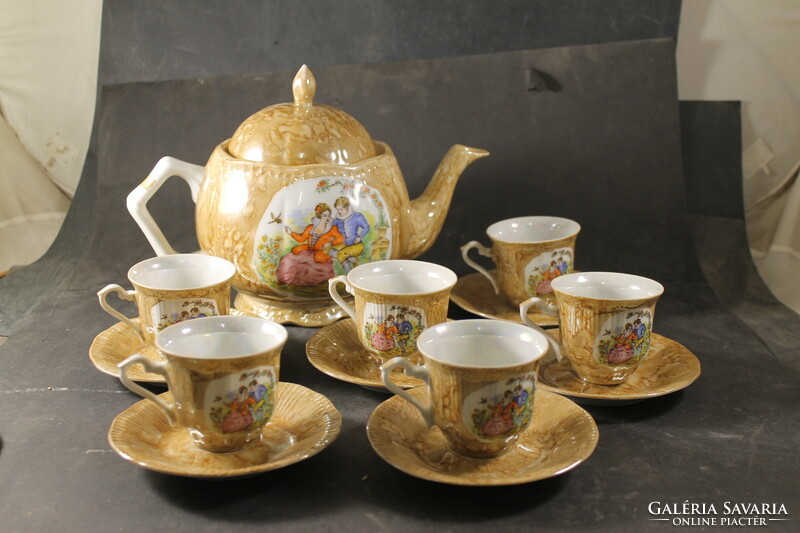 Barokk jelenetes porcelán kávéskészlet 317