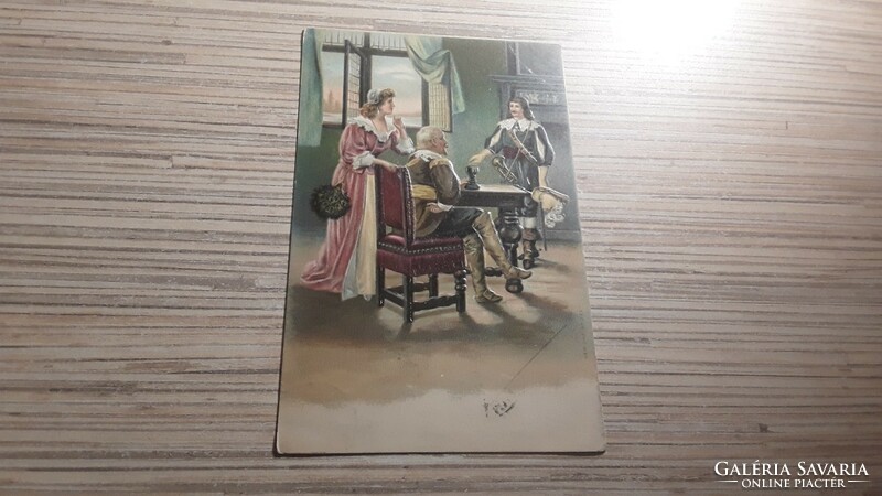 Antique embossed romantic postcard.