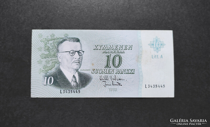 Finnország 10 Markkaa 1963, VF+.