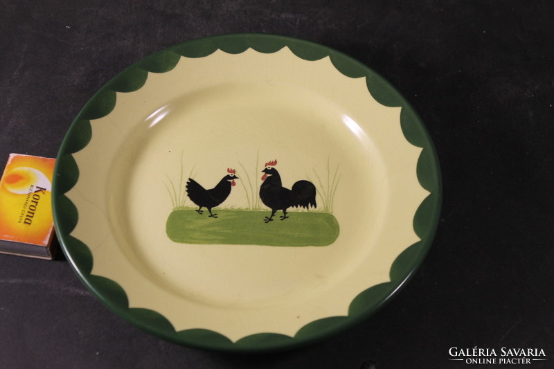 Antique marked majolica plate with rooster 931