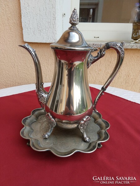 Antique silver-plated teapot with tray, 28 cm, Raimond, silverplate, now without a minimum price,