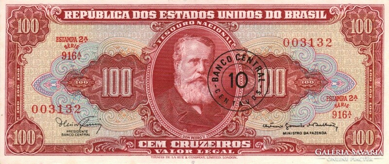 100 Cruzeiros fb 10 centavos 1966-67 Brazil unc