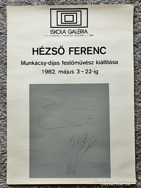 Ferenc Hézső painter exhibition poster 1982 autographed