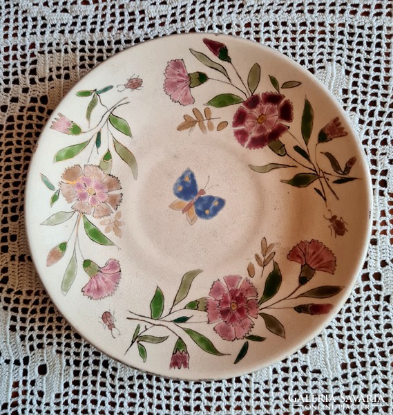 Antique faience small plate entirely hand-painted