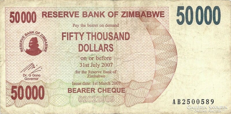 50000 dollár 2007 Zimbabwe