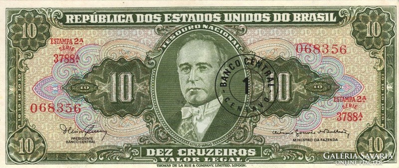 10 cruzeiros fb 1 centavo 1966-67 Brazilia UNC